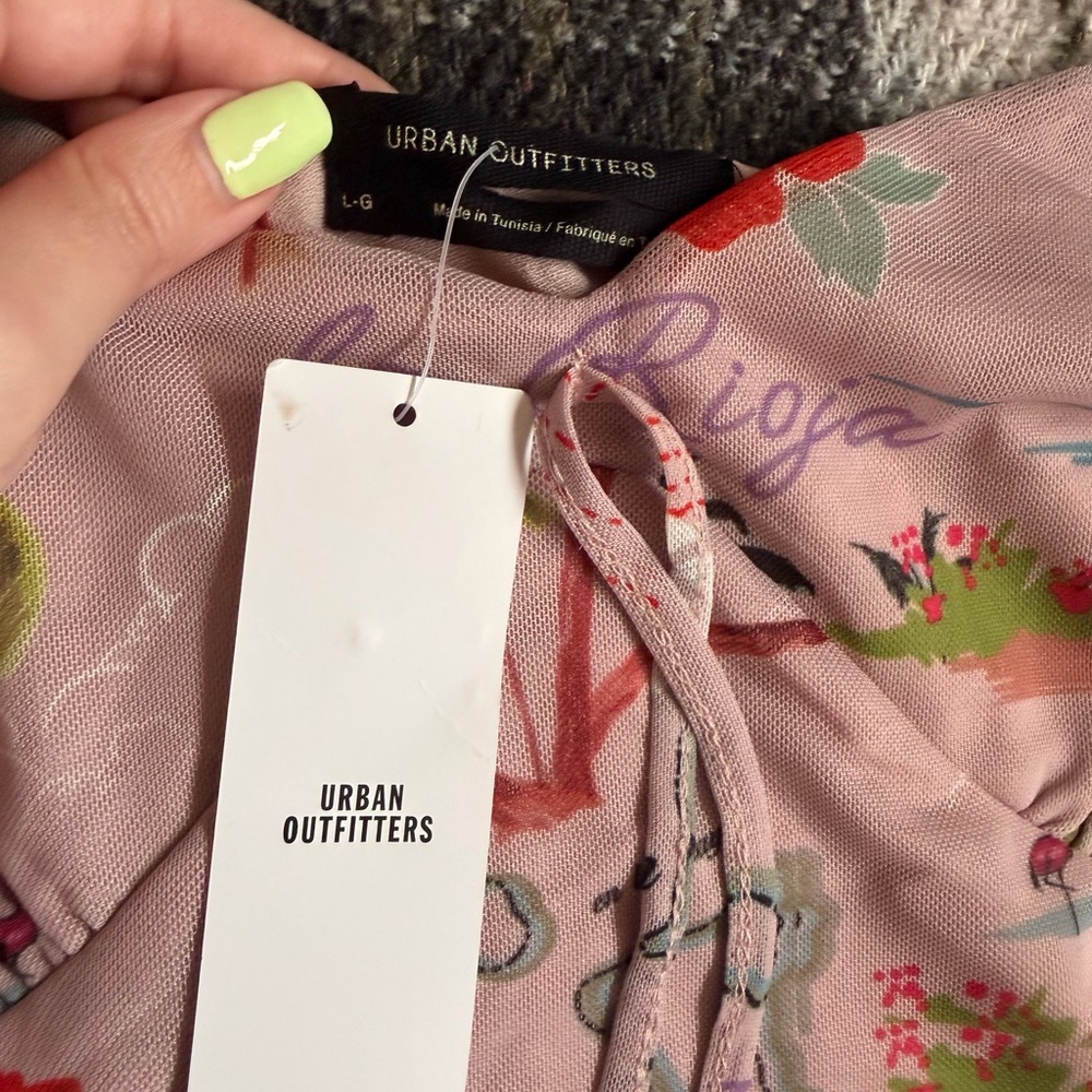 Urban Outfitters Pink Tropical Print Mini Dress - Picture 2 of 5